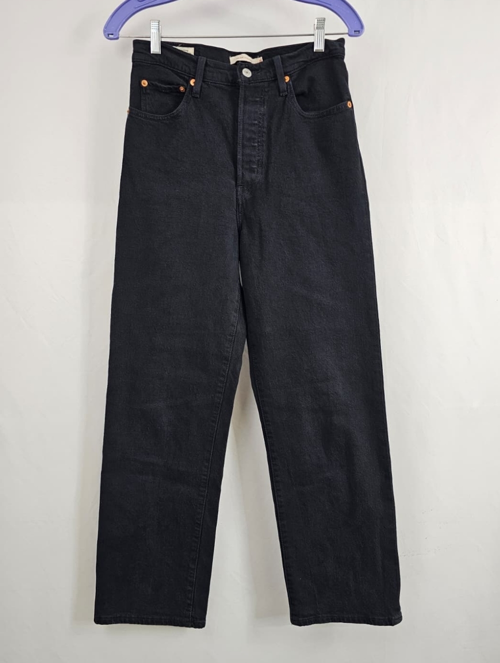 EUC Levi's Women's Ribcage High Waist Straight Leg Jeans, Black, Sz 28